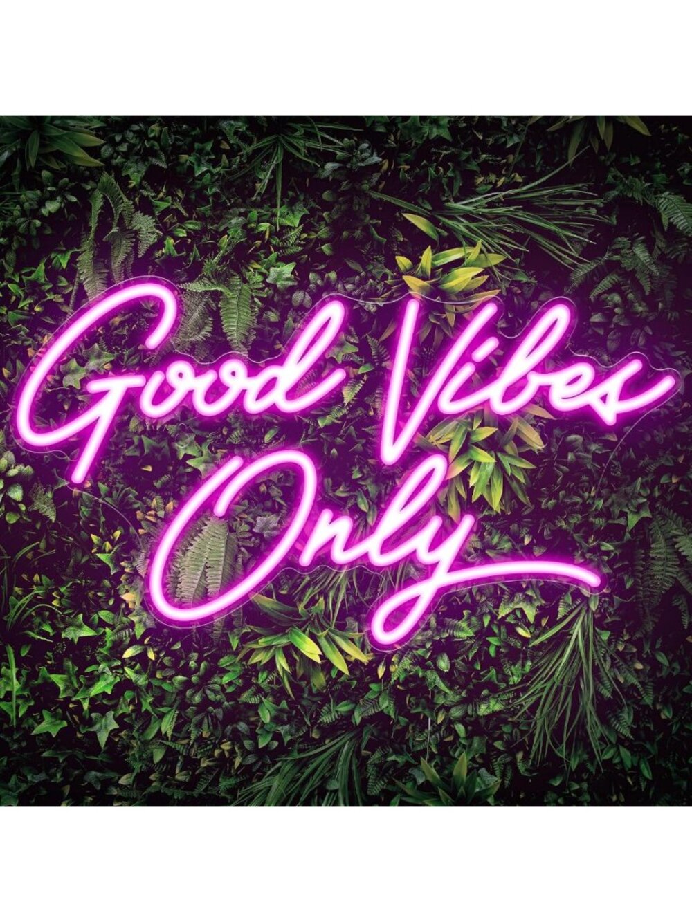 Neon Good Vibes Only Wall Sign 17.7” x 9.9” | Pink LED Decor for Bedroom, Party